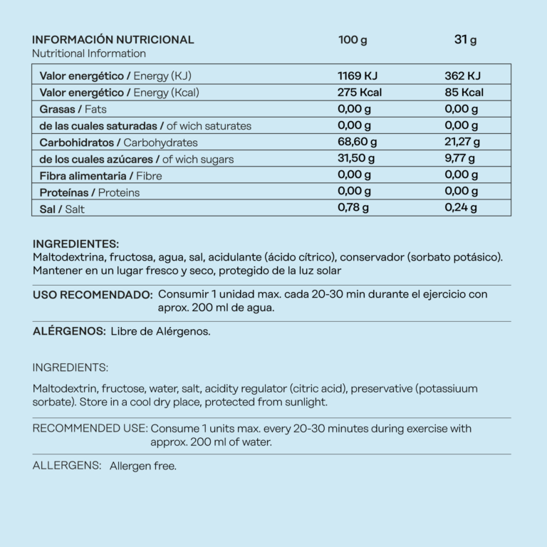 FRUCTOSE GEL LEVEL – Sabor neutro 31gr - Imagen 4