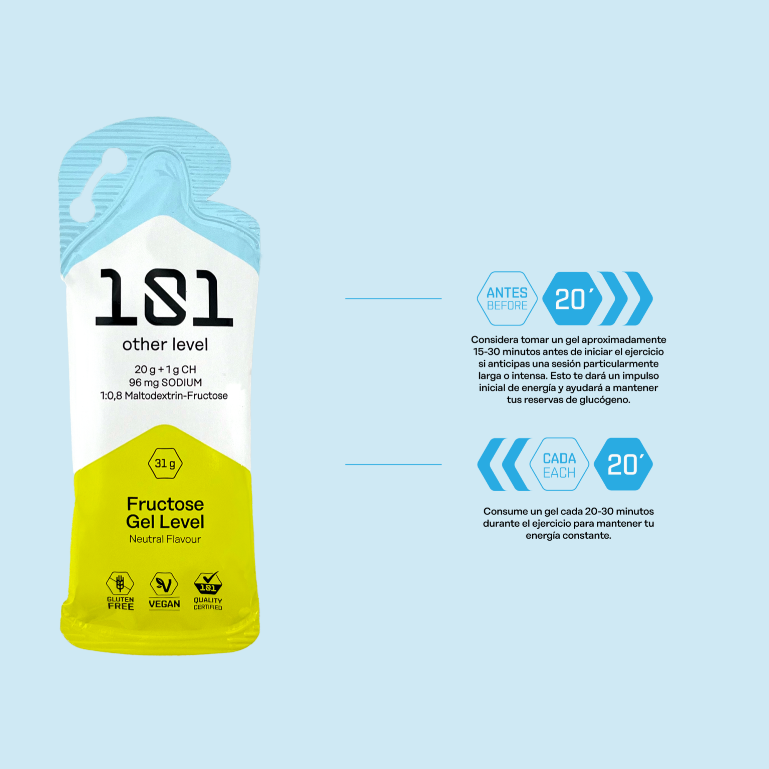 FRUCTOSE GEL LEVEL – Sabor neutro 31gr - Imagen 2